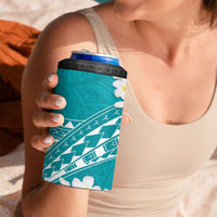 Polynesian Vintage Floral 4 in 1 Can Cooler Tumbler Teal Motifs - Polynesian Pride