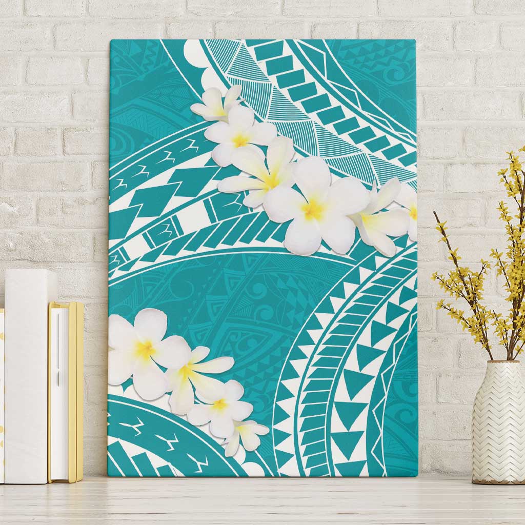 Polynesian Vintage Floral Canvas Wall Art Teal Motifs - Polynesian Pride