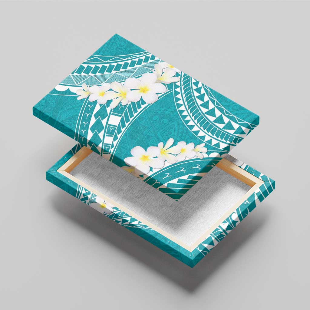 Polynesian Vintage Floral Canvas Wall Art Teal Motifs - Polynesian Pride