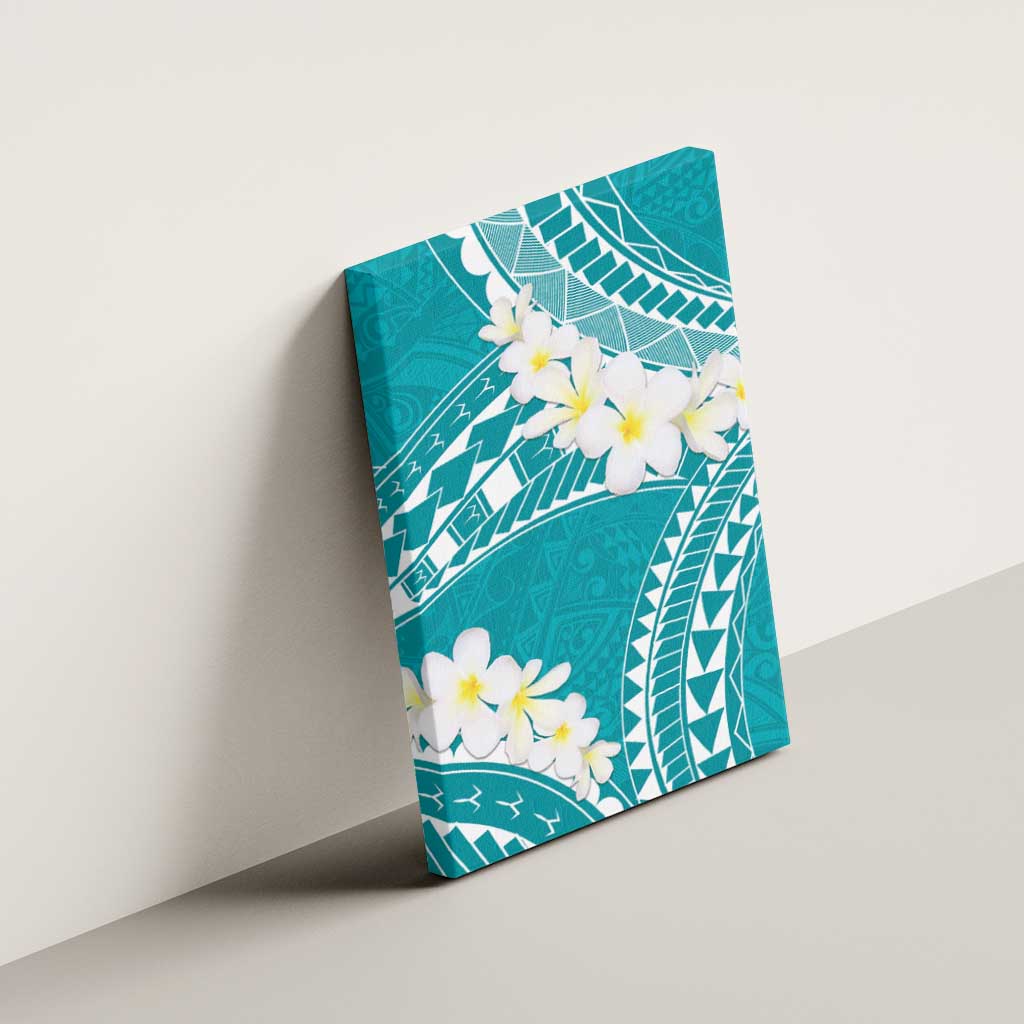 Polynesian Vintage Floral Canvas Wall Art Teal Motifs - Polynesian Pride