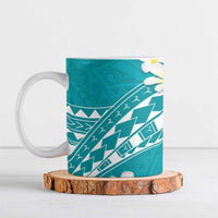 Polynesian Vintage Floral Ceramic Mug Teal Motifs - Polynesian Pride