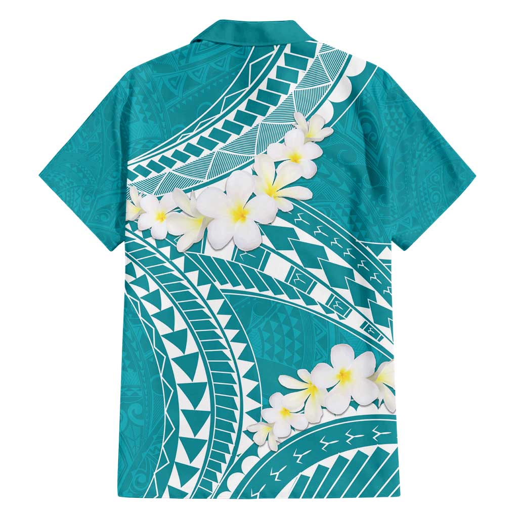 Polynesian Vintage Floral Family Matching Long Sleeve Bodycon Dress and Hawaiian Shirt Teal Motifs - Polynesian Pride
