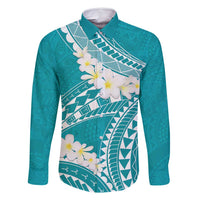 Polynesian Vintage Floral Family Matching Long Sleeve Bodycon Dress and Hawaiian Shirt Teal Motifs - Polynesian Pride