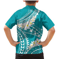 Polynesian Vintage Floral Family Matching Mermaid Dress and Hawaiian Shirt Teal Motifs - Polynesian Pride
