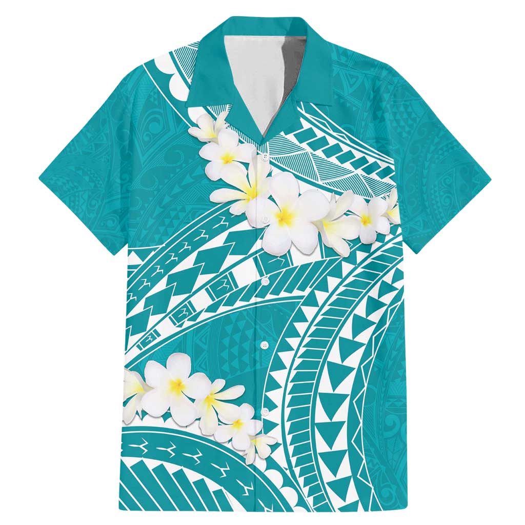 Polynesian Vintage Floral Family Matching Mermaid Dress and Hawaiian Shirt Teal Motifs - Polynesian Pride