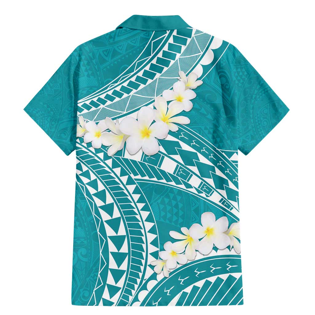 Polynesian Vintage Floral Family Matching Mermaid Dress and Hawaiian Shirt Teal Motifs - Polynesian Pride