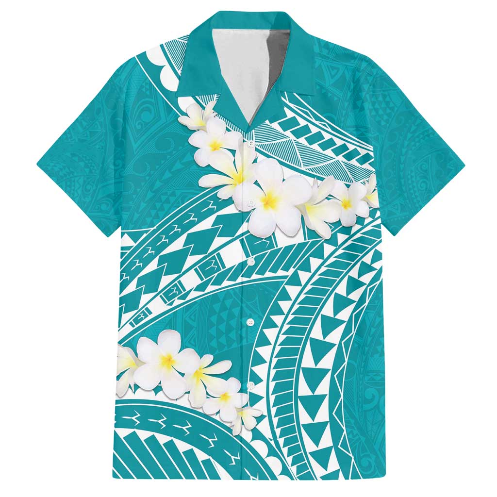 Polynesian Vintage Floral Family Matching Off Shoulder Maxi Dress and Hawaiian Shirt Teal Motifs - Polynesian Pride