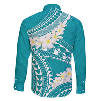 Polynesian Vintage Floral Family Matching Short Sleeve Bodycon Dress and Hawaiian Shirt Teal Motifs - Polynesian Pride