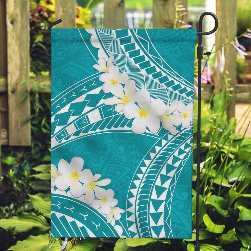 Polynesian Vintage Floral Garden Flag Teal Motifs - Polynesian Pride