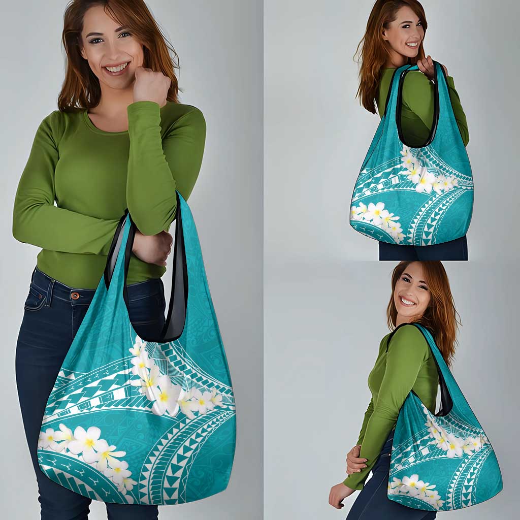 Polynesian Vintage Floral Grocery Bag Teal Motifs - Polynesian Pride