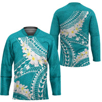 Polynesian Vintage Floral Hockey Jersey Teal Motifs - Polynesian Pride