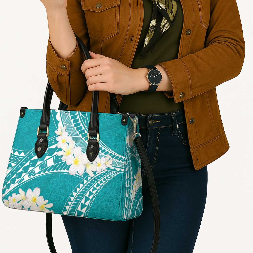 Polynesian Vintage Floral Leather Bag Teal Motifs - Polynesian Pride