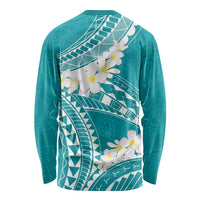 Polynesian Vintage Floral Long Sleeve Shirt Teal Motifs - Polynesian Pride