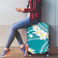 Polynesian Vintage Floral Luggage Cover Teal Motifs - Polynesian Pride