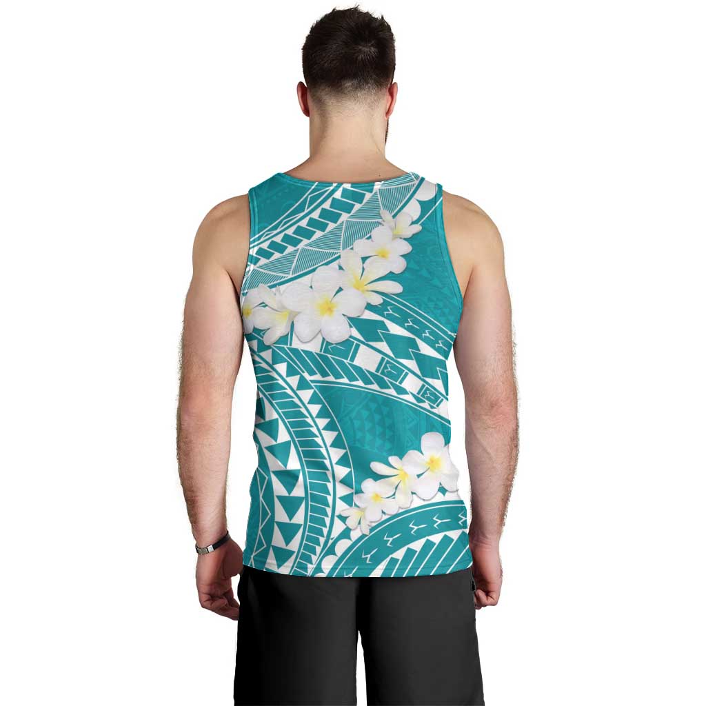 Polynesian Vintage Floral Men Tank Top Teal Motifs - Polynesian Pride