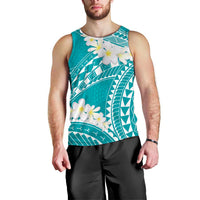 Polynesian Vintage Floral Men Tank Top Teal Motifs - Polynesian Pride