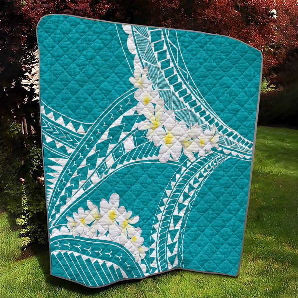 Polynesian Vintage Floral Quilt Teal Motifs - Polynesian Pride