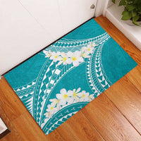 Polynesian Vintage Floral Rubber Doormat Teal Motifs - Polynesian Pride