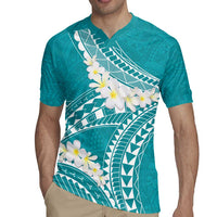 Polynesian Vintage Floral Rugby Jersey Teal Motifs - Polynesian Pride
