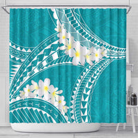 Polynesian Vintage Floral Shower Curtain Teal Motifs - Polynesian Pride