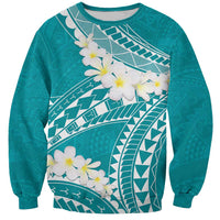 Polynesian Vintage Floral Sweatshirt Teal Motifs - Polynesian Pride