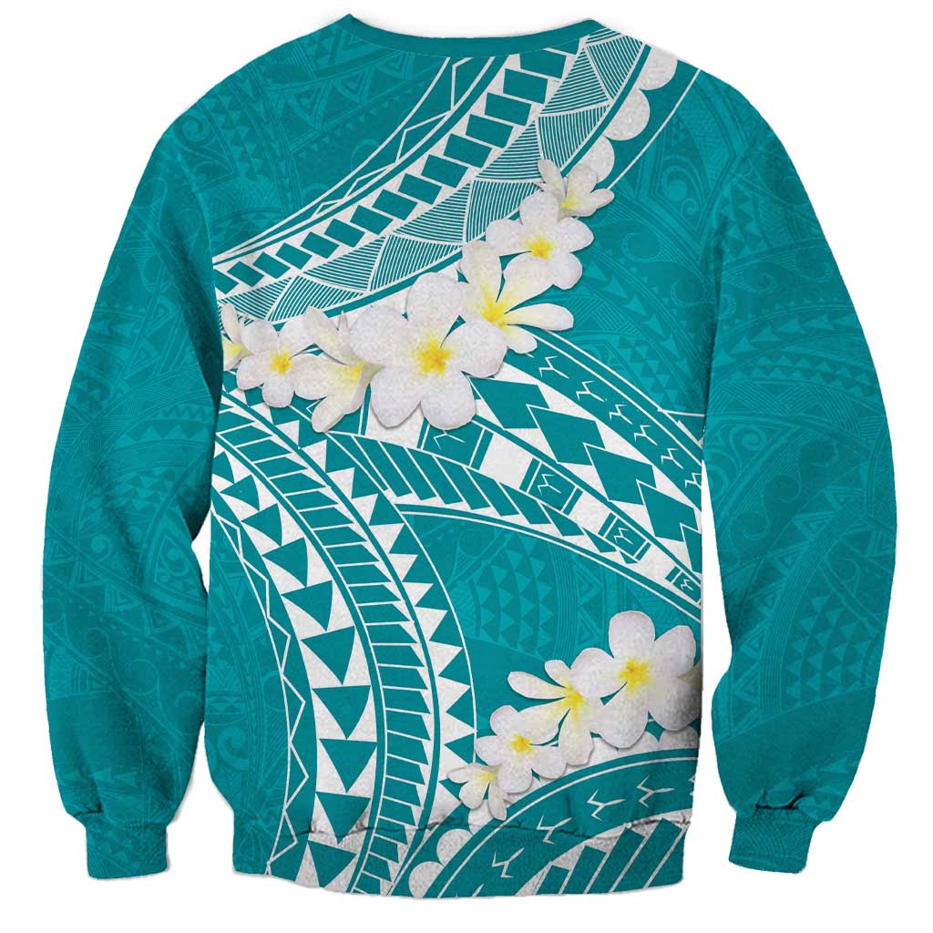 Polynesian Vintage Floral Sweatshirt Teal Motifs - Polynesian Pride