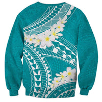 Polynesian Vintage Floral Sweatshirt Teal Motifs - Polynesian Pride
