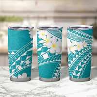 Polynesian Vintage Floral Tumbler Cup Teal Motifs - Polynesian Pride