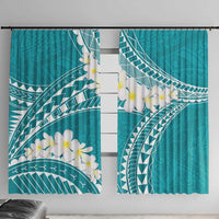 Polynesian Vintage Floral Window Curtain Teal Motifs - Polynesian Pride