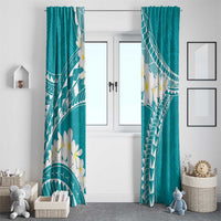 Polynesian Vintage Floral Window Curtain Teal Motifs - Polynesian Pride