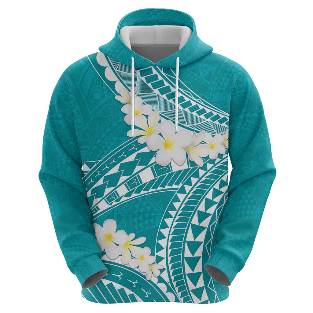 Polynesian Vintage Floral Zip Hoodie Teal Motifs - Polynesian Pride