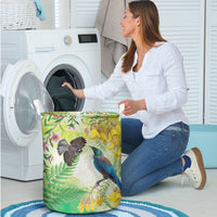 New Zealand Maori Mahuru Laundry Basket Tui With Pikawakawa Spring Colors LT7 - Polynesian Pride
