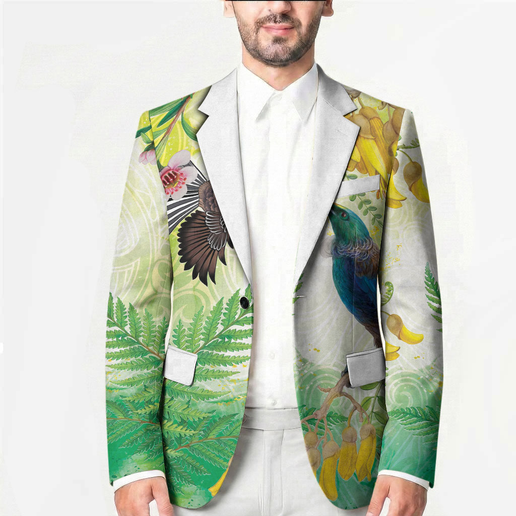New Zealand Maori Mahuru Blazer Tui With Pikawakawa Spring Colors LT7 - Polynesian Pride