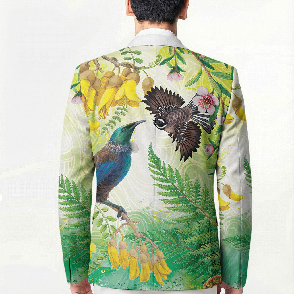 New Zealand Maori Mahuru Blazer Tui With Pikawakawa Spring Colors LT7 - Polynesian Pride