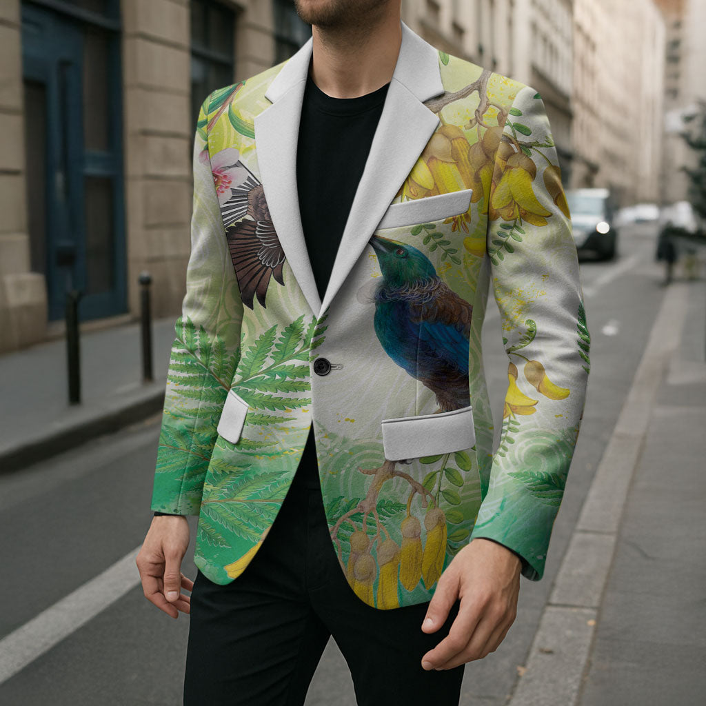 New Zealand Maori Mahuru Blazer Tui With Pikawakawa Spring Colors LT7 - Polynesian Pride