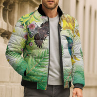 New Zealand Maori Mahuru Bomber Puffer Jacket Tui With Pikawakawa Spring Colors LT7 - Polynesian Pride