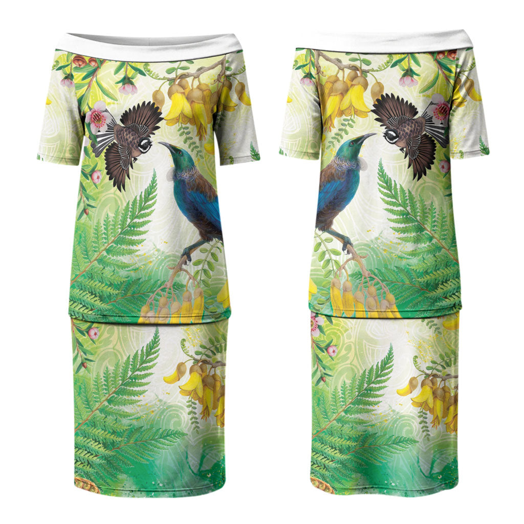 New Zealand Maori Mahuru Family Matching Puletasi and Hawaiian Shirt Tui With Pikawakawa Spring Colors LT7 Mom's Dress Multicolor - Polynesian Pride