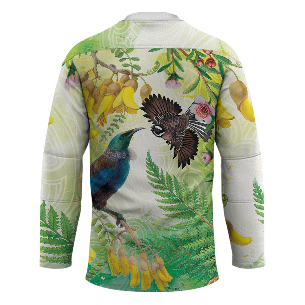 New Zealand Maori Mahuru Hockey Jersey Tui With Pikawakawa Spring Colors LT7 - Polynesian Pride