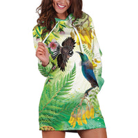 New Zealand Maori Mahuru Hoodie Dress Tui With Pikawakawa Spring Colors LT7 Multicolor - Polynesian Pride