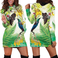 New Zealand Maori Mahuru Hoodie Dress Tui With Pikawakawa Spring Colors LT7 - Polynesian Pride