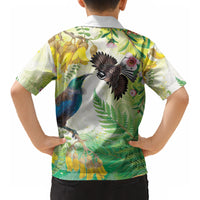 New Zealand Maori Mahuru Kid Hawaiian Shirt Tui With Pikawakawa Spring Colors LT7 - Polynesian Pride