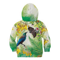 New Zealand Maori Mahuru Kid Hoodie Tui With Pikawakawa Spring Colors LT7 - Polynesian Pride
