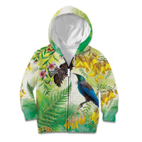 New Zealand Maori Mahuru Kid Hoodie Tui With Pikawakawa Spring Colors LT7 Zip Hoodie Multicolor - Polynesian Pride