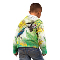 New Zealand Maori Mahuru Kid Hoodie Tui With Pikawakawa Spring Colors LT7 - Polynesian Pride