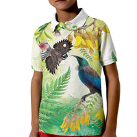 New Zealand Maori Mahuru Kid Polo Shirt Tui With Pikawakawa Spring Colors LT7 Kid Multicolor - Polynesian Pride
