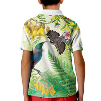 New Zealand Maori Mahuru Kid Polo Shirt Tui With Pikawakawa Spring Colors LT7 - Polynesian Pride