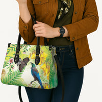 New Zealand Maori Mahuru Leather Bag Tui With Pikawakawa Spring Colors LT7 - Polynesian Pride
