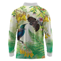 New Zealand Maori Mahuru Long Sleeve Polo Shirt Tui With Pikawakawa Spring Colors LT7 - Polynesian Pride