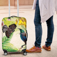 New Zealand Maori Mahuru Luggage Cover Tui With Pikawakawa Spring Colors LT7 Multicolor - Polynesian Pride