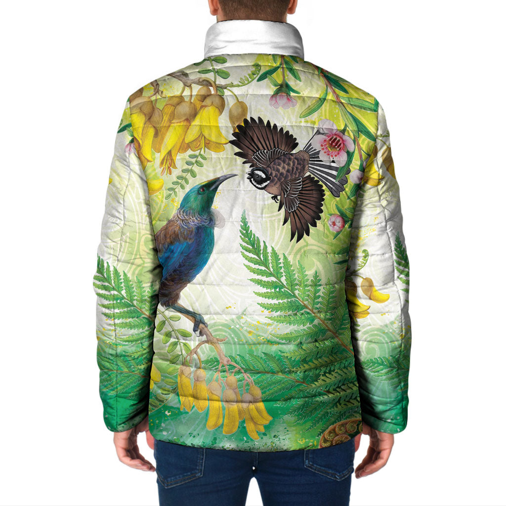 New Zealand Maori Mahuru Padded Jacket Tui With Pikawakawa Spring Colors LT7 - Polynesian Pride